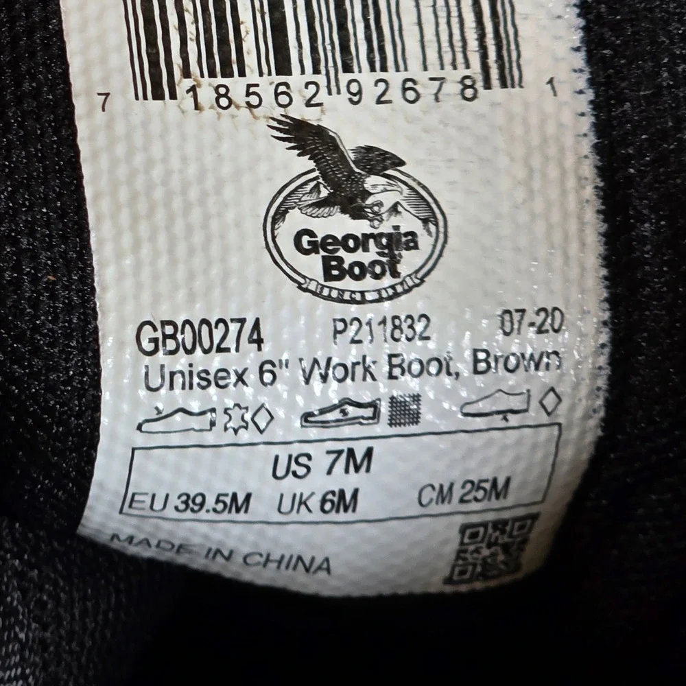 Georgia Boots Marshland Brown Leather Duck Work Boots Mens 7 Womens 9 Rugged‎